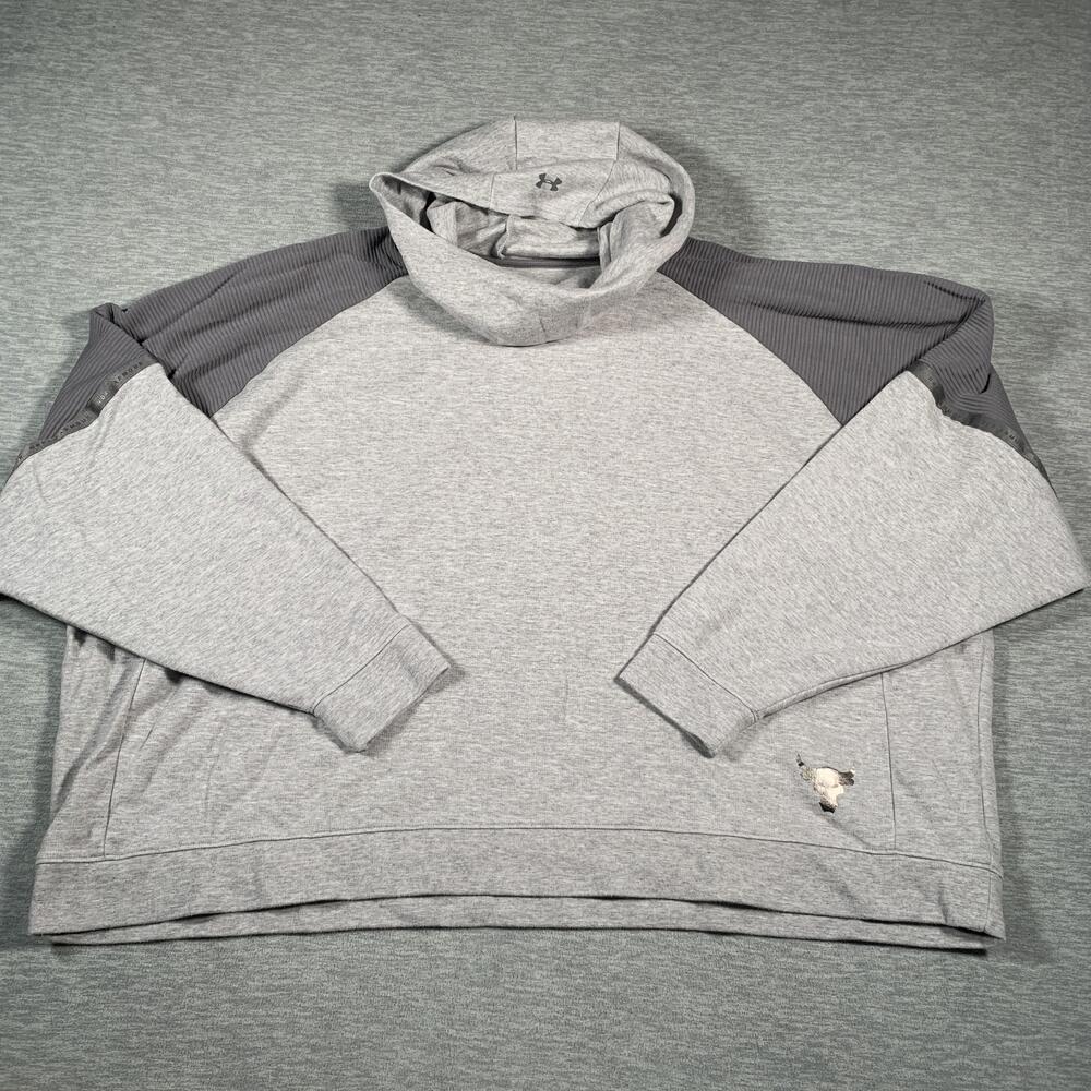 Under Armour Hoodie Mens Small Gray Project Rock All Day Hustle Loose Fleece